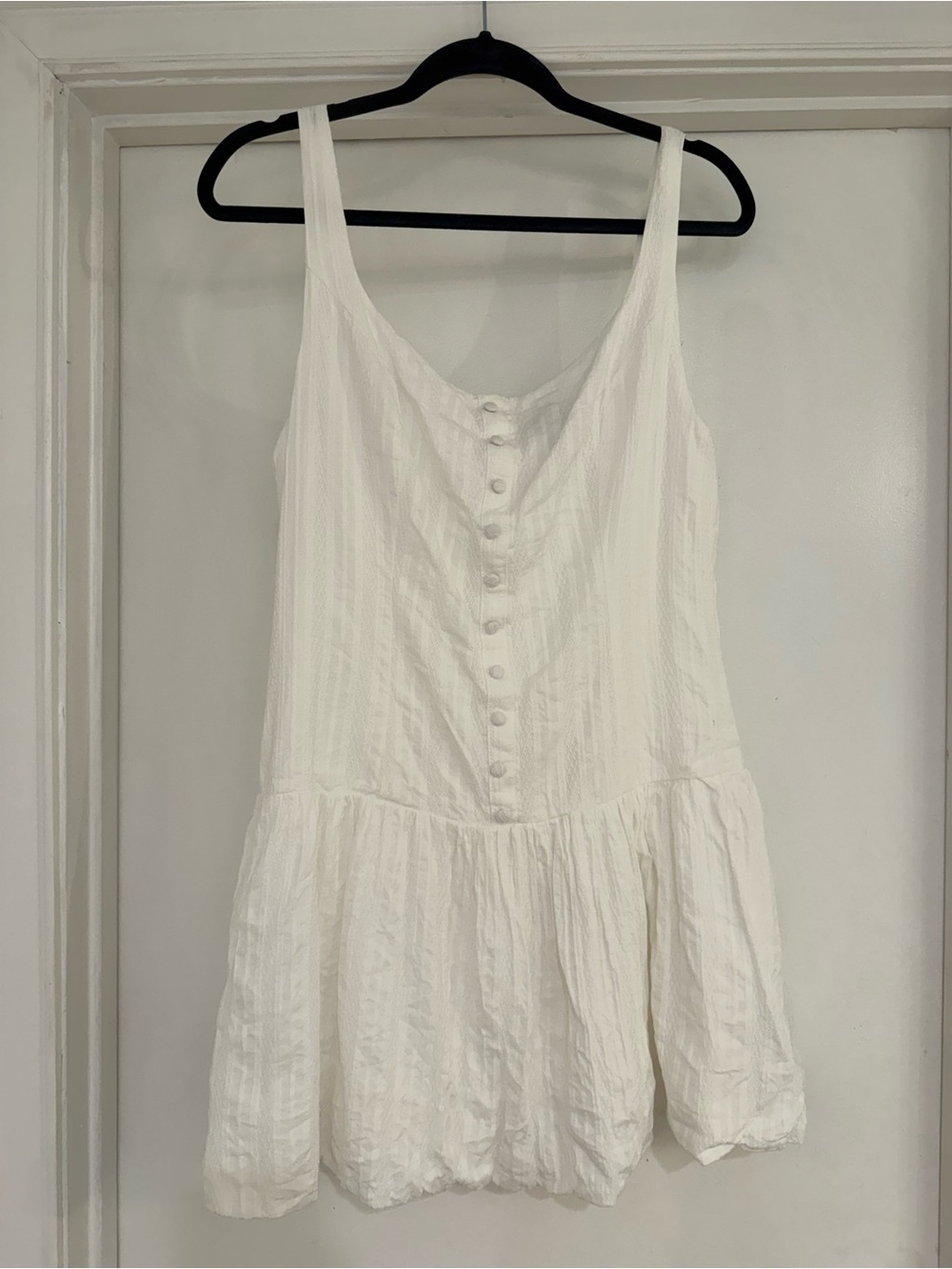 Lulu's White Textured Button-Front Dress